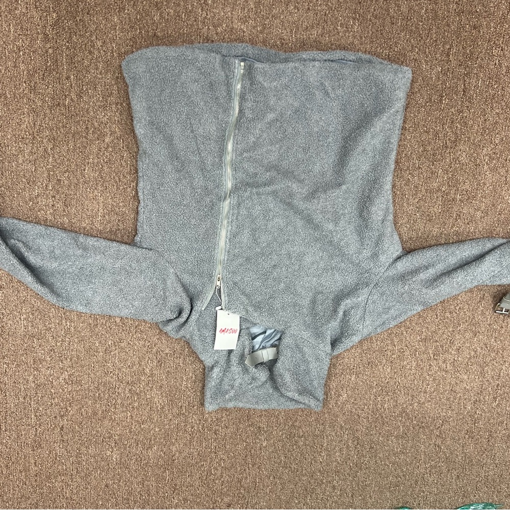Stylish Gray Sherpa Jacket